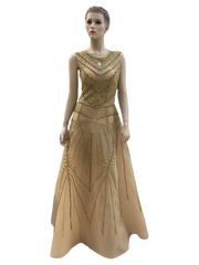 فستان جاهز طويل, جومي شك يدوي، اللون ذهبي ، كت, يتم تعديل المقاس حسب الطلب (كل التعديلات مجانية للمشتريات الاونلاين) ، متوفر للاستلام او التوصيل.